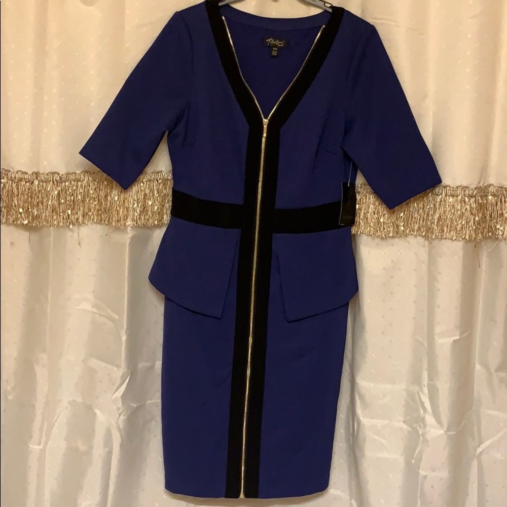 Thalia Tartán blue dress with black accents